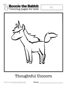 Coloring page preview: Thoughtful Unicorn