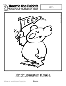 Coloring page preview: Enthusiastic Koala